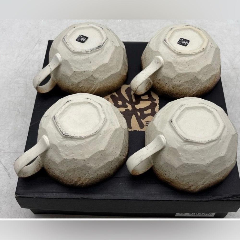 MIYA Kosui Boulder Japanese Set of 4 Glazed Ceramic Mugs 11oz Set - Picture 2 of 14